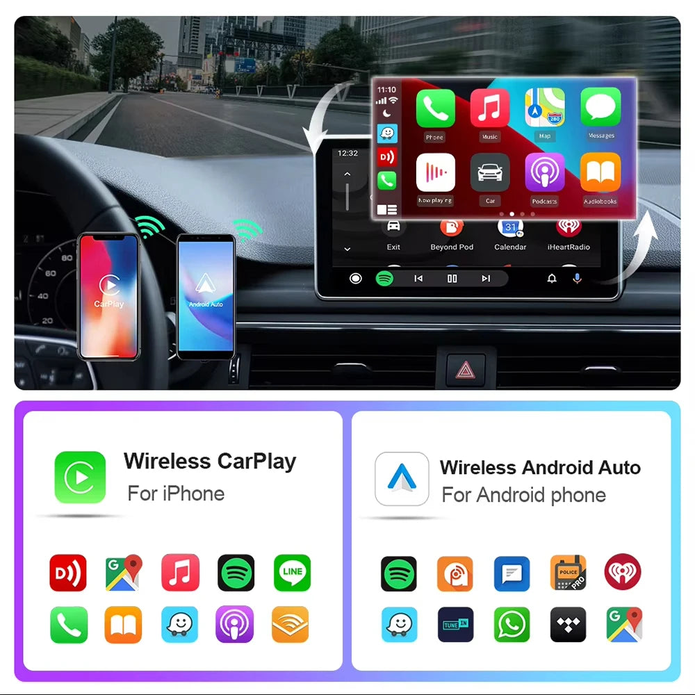 EKIY 2in1 Wireless CarPlay & Android Auto Adapter – AI Smart Box Dongle für kabelloses CarPlay im Auto