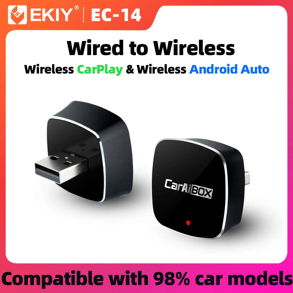 EKIY 2in1 Wireless CarPlay & Android Auto Adapter – AI Smart Box Dongle für kabelloses CarPlay im Auto