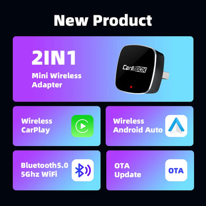 EKIY 2in1 Wireless CarPlay & Android Auto Adapter – AI Smart Box Dongle für kabelloses CarPlay im Auto