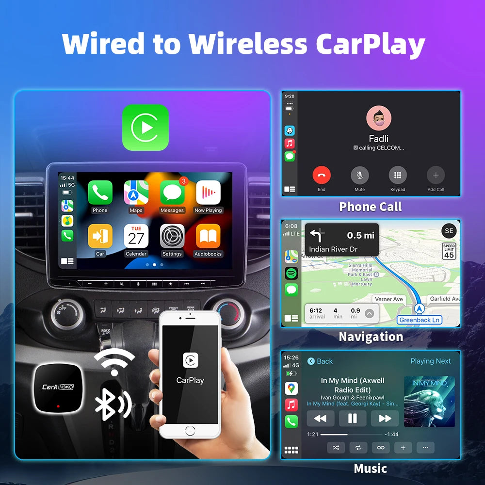 EKIY 2in1 Wireless CarPlay & Android Auto Adapter – AI Smart Box Dongle für kabelloses CarPlay im Auto